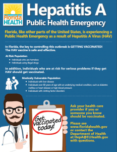 Hepatitis A Public Health Emergency flyer